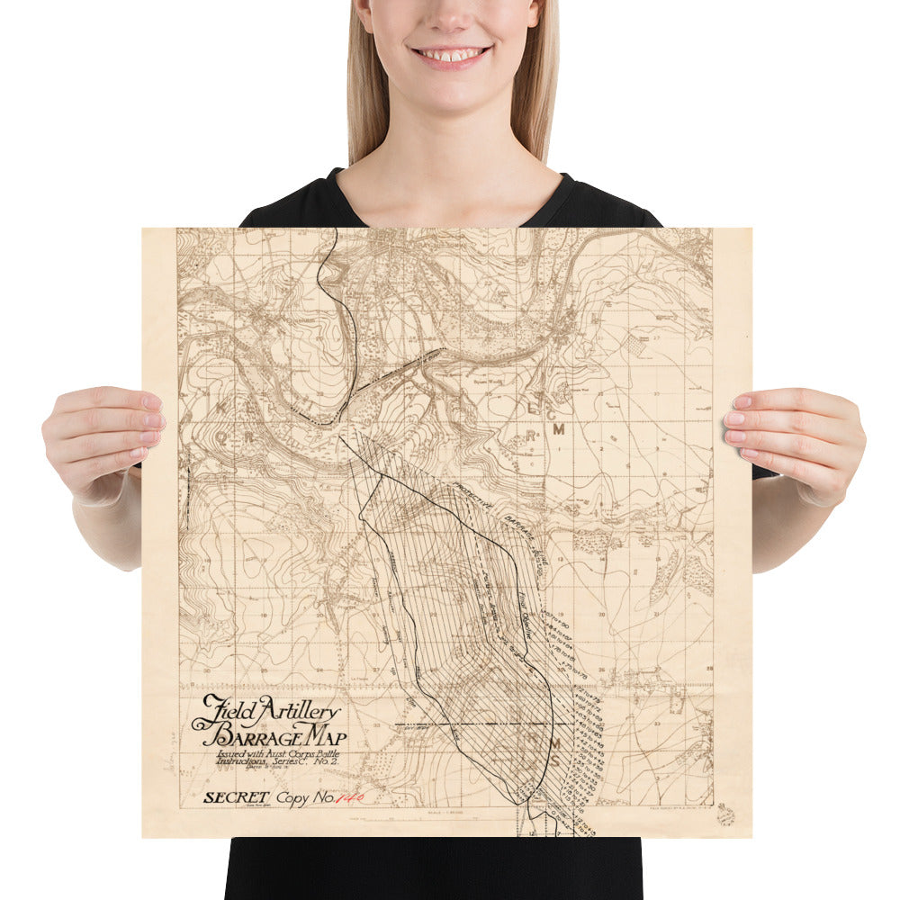 ANZAC Australian Field Artillery SECRET Barrage Map